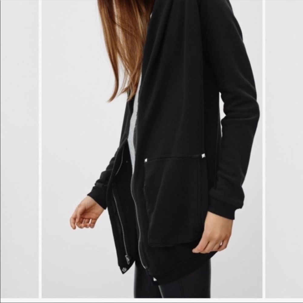 Aritzia Wilfred Roussea Zip Up Cardigan Sweater Ivory Cream Shawl Collar - Picture 5 of 16